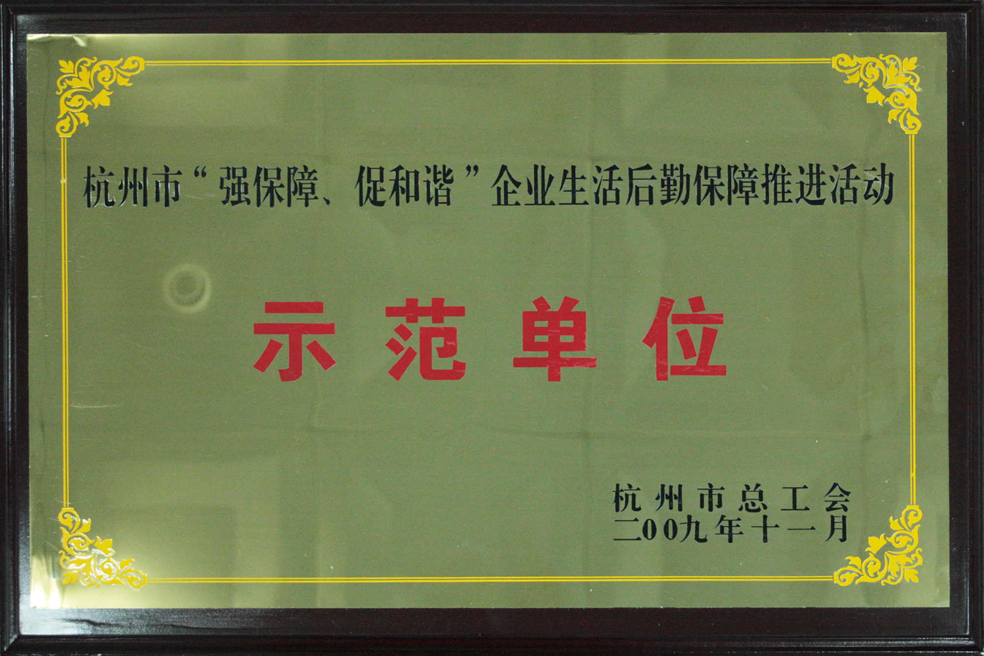 2009年度杭州市“強保障、促和諧”企業(yè)生活后勤保障推進活動示范單位